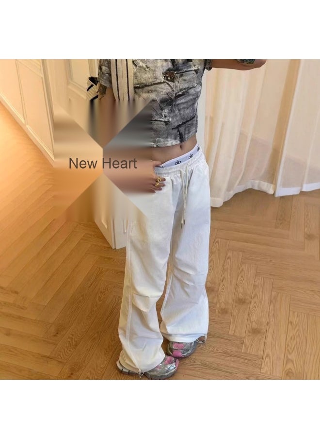 Alo Vintage-Inspired Drawstring Cargo Pants - Casual Slim-Fit Quick-Dry Wide-Leg Trousers