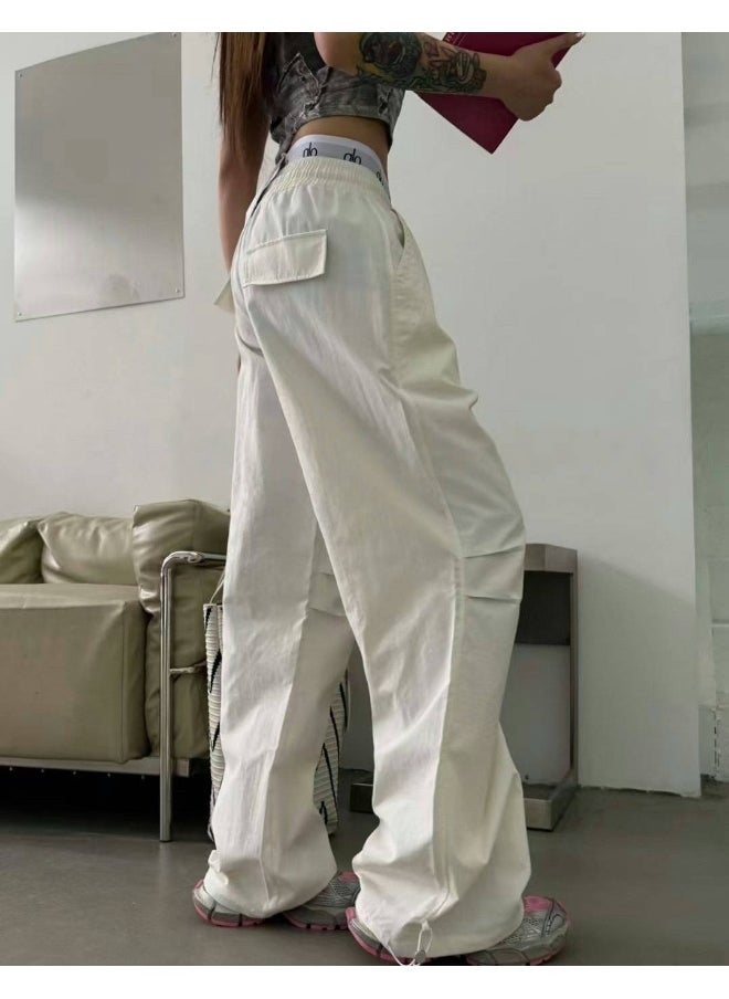 Alo Vintage-Inspired Drawstring Cargo Pants - Casual Slim-Fit Quick-Dry Wide-Leg Trousers