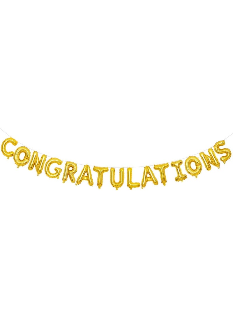 Congratulations Balloons Banner gold 16 inch letter Foil Mylar Set for Graduation Party Decorations Supplies,Congratulations Graduate Congrats Grad Supplies (gold)