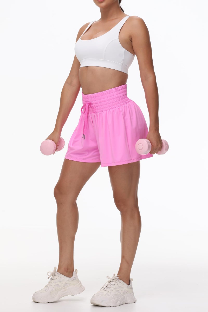 Blaosn Flowy Athletic Shorts for Women Workout Running Gym Yoga Sport Short Pants Sweat Tennis Skirt Skort High Waisted with Pockets Biker Spandex Cute Comfy Lounge Trendy Clothes Casual Summer Hot Pink M - Image 5