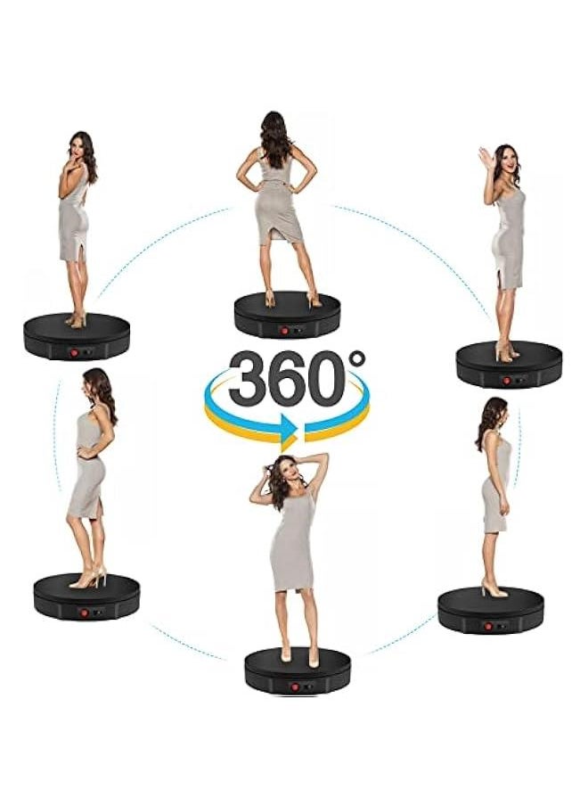 ماركة غير محددة - بوسو قرص دوار كهربائي 360 درجة، حمولة 11.8 انش/ 220 باوند، حامل عرض دوار بمحرك، لعرض منتجات التصوير الفوتوغرافي، عرض الفيديو المباشر، زاوية التحكم عن بعد، السرعة (اسود) - Image 1