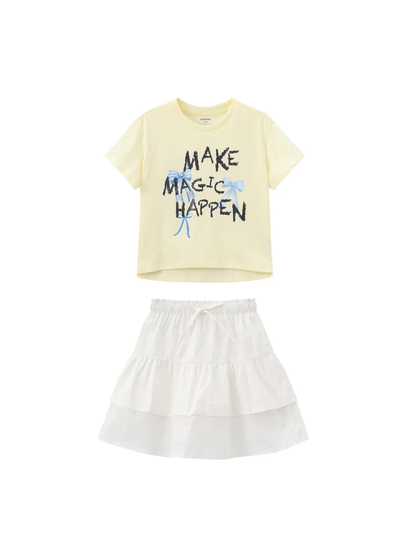 Balabala Kids Girls Knit short sleeve suit