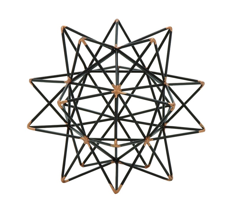 Deco 79 Metal Geometric Decorative Sculpture Home Decor Statue with Gold Accents, Accent Figurine 7" x 7" x 7", Black - Image 1