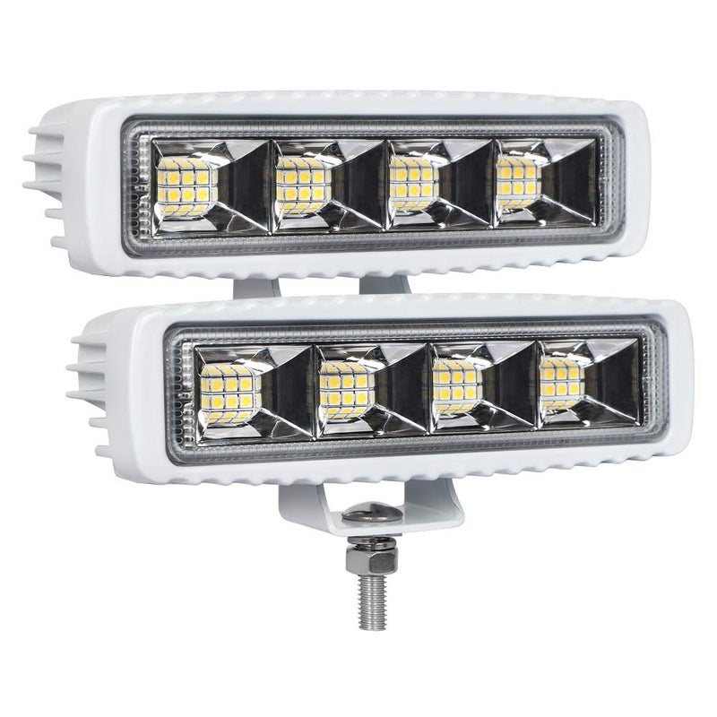 EXZEIT Waterproof Led Boat Lights, 2 pc 72W Deck/Dock Marine Lights 4000LMS 150Â°Flood Light, 6.3inch, 12/24 V Led Light Bar - Image 1