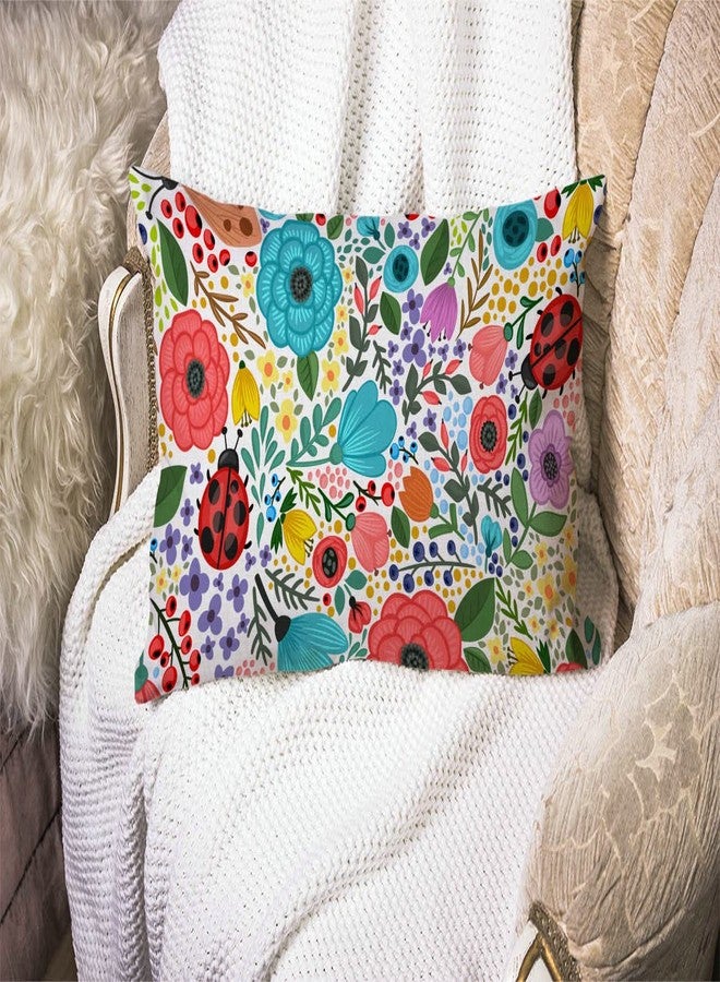 Solekla Colorful Summer Plants and Flowers Lumbar Throw Pillow Cover 12x20 Inch Decorative Bedroom Living Room Cute Lady Beetle Rectanglar Cushion Case for Bed Sofa Couch - Image 3
