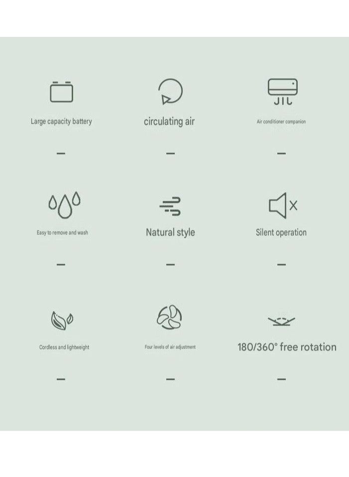 مروحة تهوية مزدوجة الرأس، مروحة مكتبية متأرجحة بزاوية 360 درجة/180 درجة، 4 إعدادات لسرعة الرياح، بطارية قابلة لإعادة الشحن بسعة 4000 مللي أمبير، مروحة محمولة فائقة الهدوء، مناسبة للمنزل والمكتب والتخييم والأنشطة الخارجية - أبيض. - Image 4