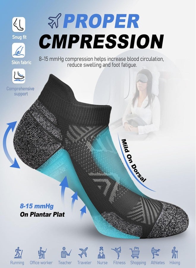 Sooverki Cushioned Cotton Ankle Compression Socks for Men Women 6 Pairs Wicking Low Cut Arch Support Plantar Fasciitis Socks Travel Runner Gifts - Image 4