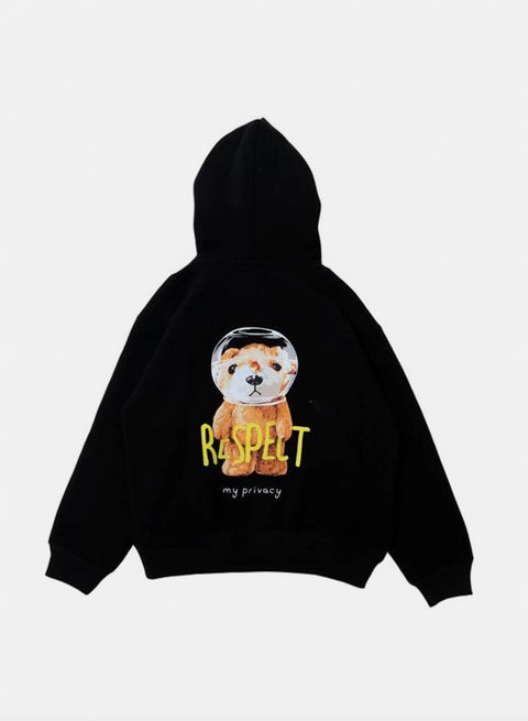 هودي أسود للأطفال للجنسين بتصميم "وقت الاسترخاء"