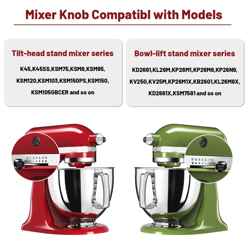 Alocs Speed Control Knob and Lock Lever Knob for KitchenAid Stand Mixer 5QT 6QT K45 Pro 600, Bowl-Lift Stand Mixer KD2661 KL26M KP26M1 & Tilt-Head Stand Mixer K45 K45SS KSM75 - Image 2