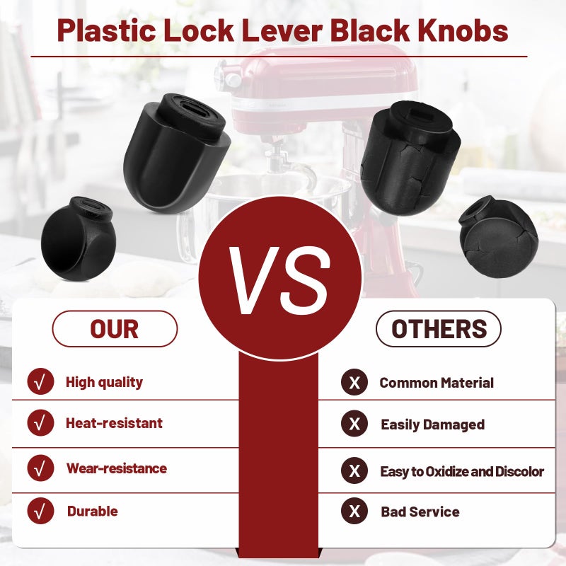 Alocs Speed Control Knob and Lock Lever Knob for KitchenAid Stand Mixer 5QT 6QT K45 Pro 600, Bowl-Lift Stand Mixer KD2661 KL26M KP26M1 & Tilt-Head Stand Mixer K45 K45SS KSM75 - Image 3