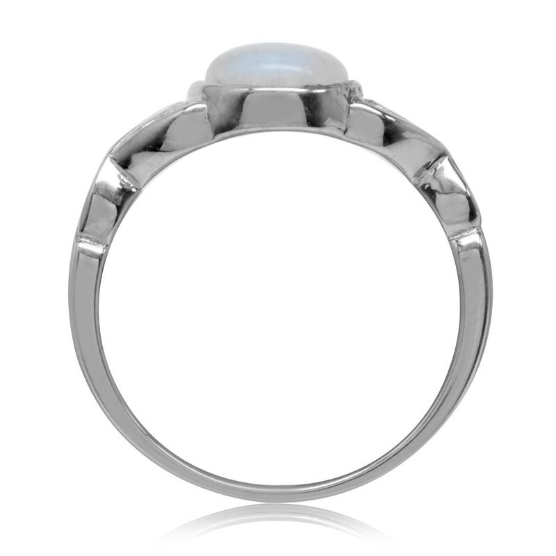 Silvershake 7mm Natural Moonstone 925 Sterling Silver Victorian Style Solitaire Ring Size 7 - Image 3