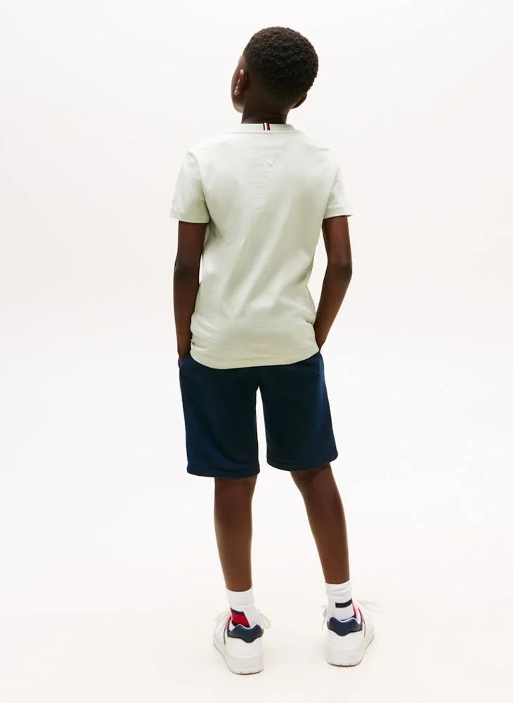 تومي هيلفيغر Kids Script Flag Print Crew Neck T-Shirt