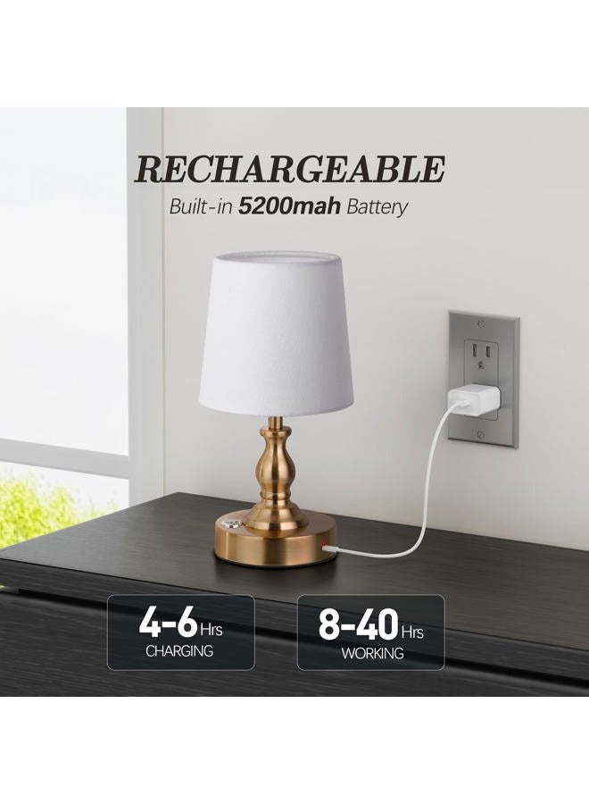 PARTPHONER Mini Cordless LED Table Lamp, 5200mAh Rechargeable Battery Operated Lamp, 3-Level Brightness, Touch Dimmable Desk Lamp, Bedside Night Light for Patio Camping Restaurant Home, Antique Brass - Image 3