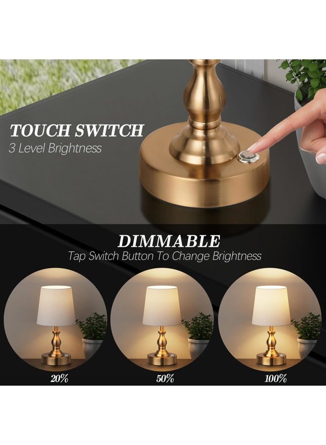 PARTPHONER Mini Cordless LED Table Lamp, 5200mAh Rechargeable Battery Operated Lamp, 3-Level Brightness, Touch Dimmable Desk Lamp, Bedside Night Light for Patio Camping Restaurant Home, Antique Brass - Image 2