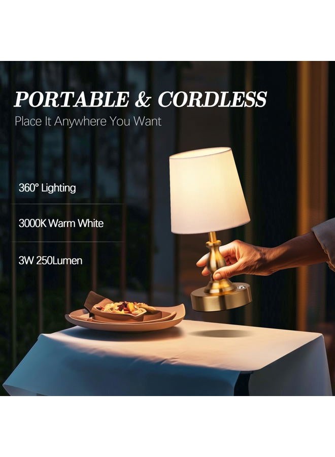 PARTPHONER Mini Cordless LED Table Lamp, 5200mAh Rechargeable Battery Operated Lamp, 3-Level Brightness, Touch Dimmable Desk Lamp, Bedside Night Light for Patio Camping Restaurant Home, Antique Brass - Image 4