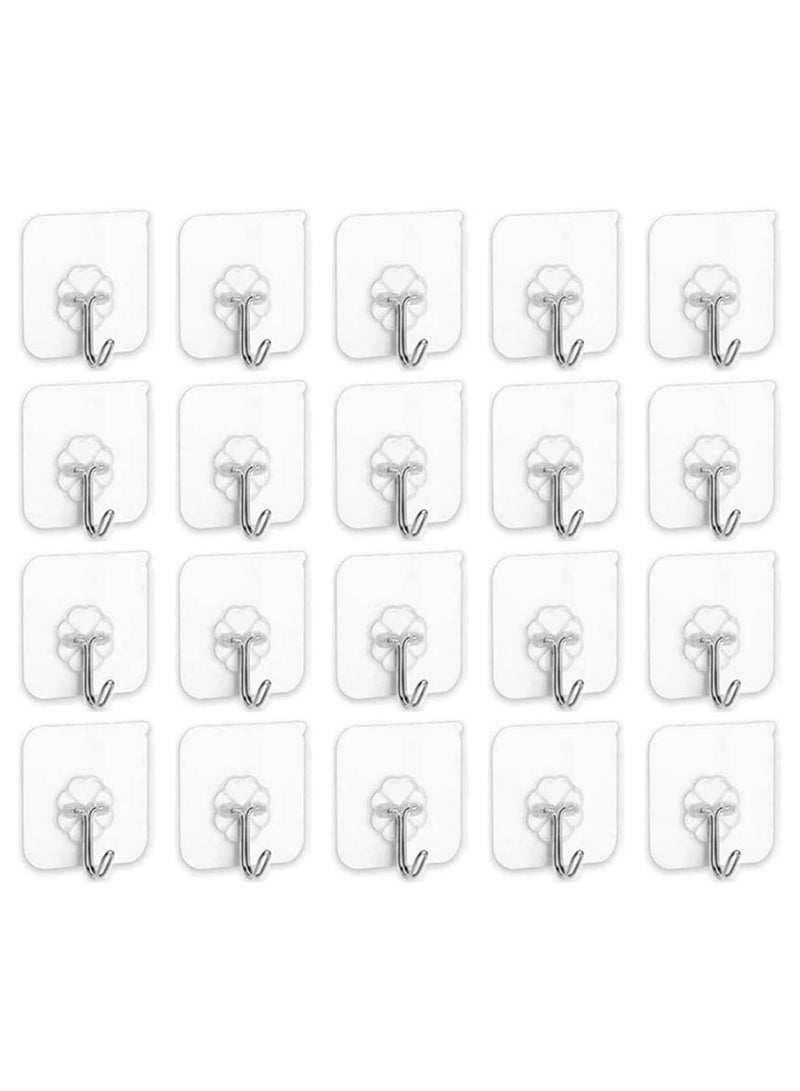 "20-Pack Heavy Duty Self-Adhesive Wall Hooks for UAE Homes – No Drill Damage-Free Hanging in Dubai Rentals, Bathrooms & Kitchens | 5kg Weight Capacity, Heat-Resistant & Removable (Tile/Marble Surfaces)"  - Image 1
