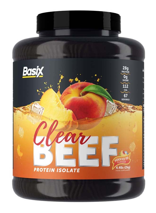 Clear Beef Protein Isolate Powder, 28g Protein Per Serving, Hydrolyzed, Dairy-Free, Sugar-Free, Keto Friendly, Peach Ice Tea, 2kg (4.4Lb)