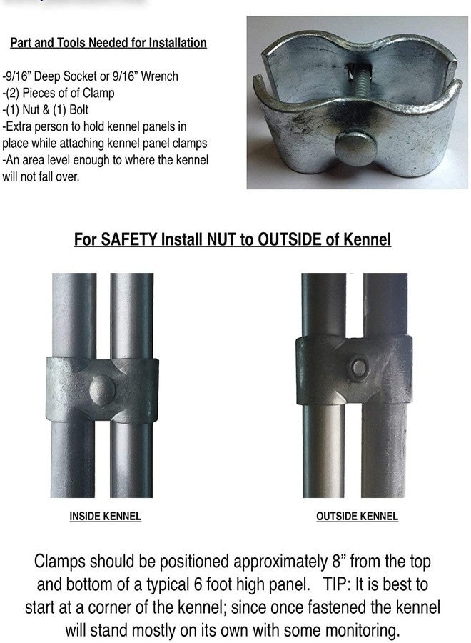 Nickanny's Chain Link Fence Panel Clamps ~ Kennel Clamps for 1-3/8 Chain Link Fence Pipe Panel Frames. for Dog kennels/Dog Runs, or Temporary Chain Link Fence. Saddle Clamps (8) - Image 3