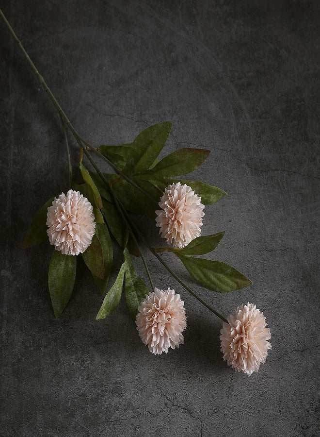 VIERENA 6 Pcs Faux Silk Pompon Mum Artificial Flowers for Vase -27", Bulk Fake Chrysanth Branches with Stems for DIY Bouquet Centerpieces Wedding Fillers Arrangements Shower Decorations (Beige) - Image 3
