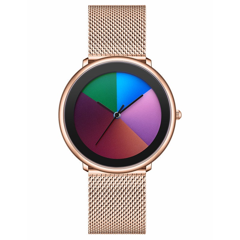 Lige Men'S Quartz Watch Personality Creative Swirl Gradient Color Watch Fashion Waterproof Boys Mesh Belt Quartz Watch - Image 1