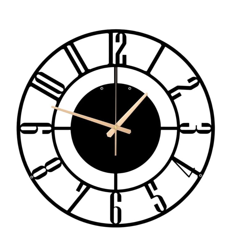 Reyox Metal Analog Wall Clock for Living Room Bedroom Wall Hanging Decor Metal SignHousewarming Gift AntiqueBig Size Black 40 CM DA21