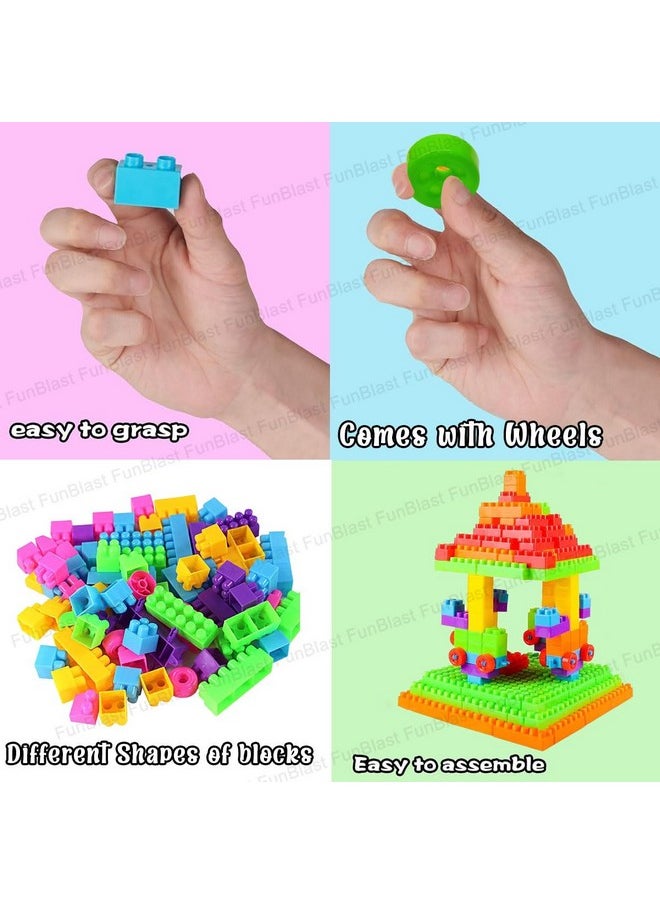 FunBlast FunBlast DIY Plastic Building Blocks for Kids Puzzle Games for Kids, Toys for Children Educational & Learning Toy for Kids, Girls & Boys - (250+ Blocks with 38 Wheels) Multicolor (250 pieces)  - Image 3