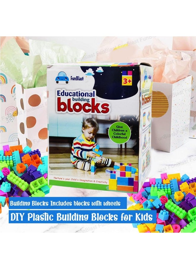 FunBlast FunBlast DIY Plastic Building Blocks for Kids Puzzle Games for Kids, Toys for Children Educational & Learning Toy for Kids, Girls & Boys - (250+ Blocks with 38 Wheels) Multicolor (250 pieces)  - Image 4