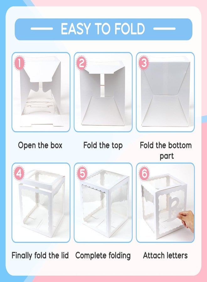 Golray Scalloped Baby Boxes with Letters for Boy Girl Baby Shower Gender Reveal Decorations, 4 Transparent Balloon Boxes Blocks for Birthday Wedding Baby Shower Decorations (Style B) - Image 3