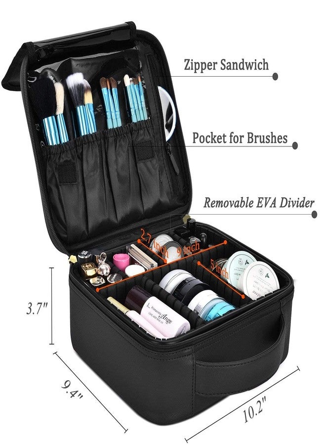 Nirvik Professional Stylist Waterproof Makeup Storage Organizer Cosmetic Bag for Woman with Adjustable Compartment (25 x 23 x 9 cm,Black) - Image 2
