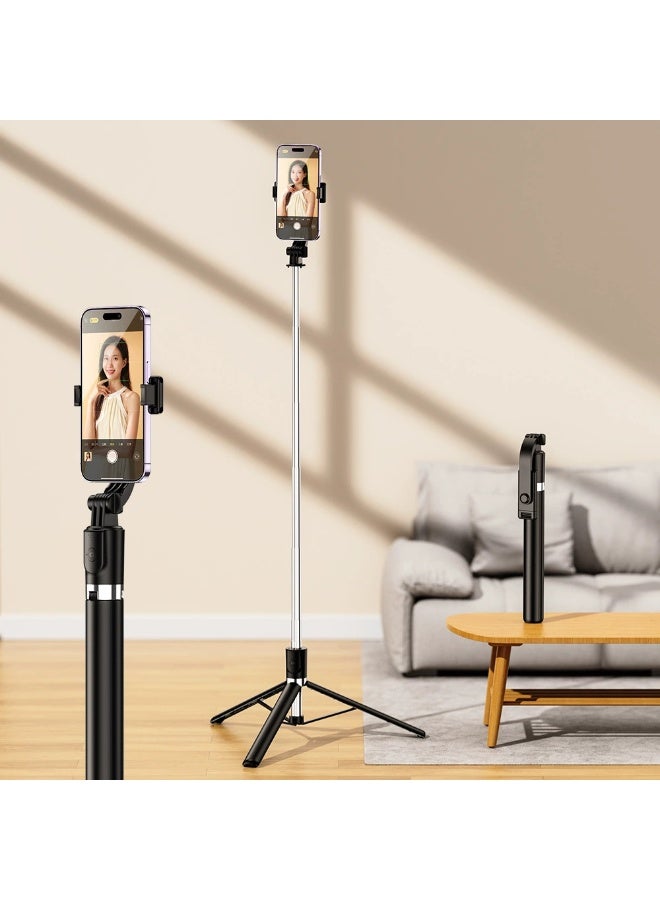 Mobile phone holder, desktop phone holder, live streaming holder, can be extended up to 170CM in length,Selfie Stick, All-in-1 Extendable Cell Phone Tripod Stand,Rotate Phone Tripod with Bluetooth Remote Shutter ,Group Selfies/Live Streaming/Video Recording Compatible with All Phones