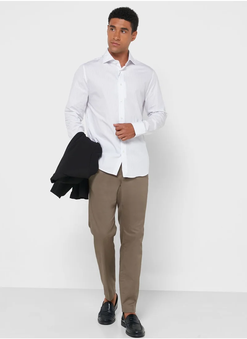 Mango Man Pleated Slim Fit Pants with drawcords