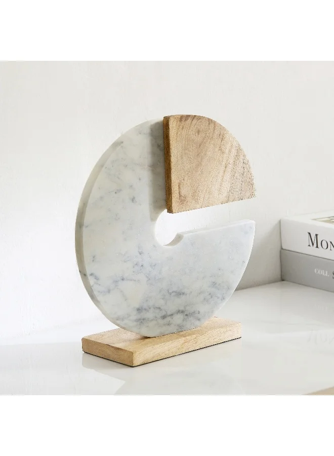 هوم بوكس زخرفة طاولة بليك خشب ورخام بقاعدة رخامية - ٢٣٧.٥٢٥ سم