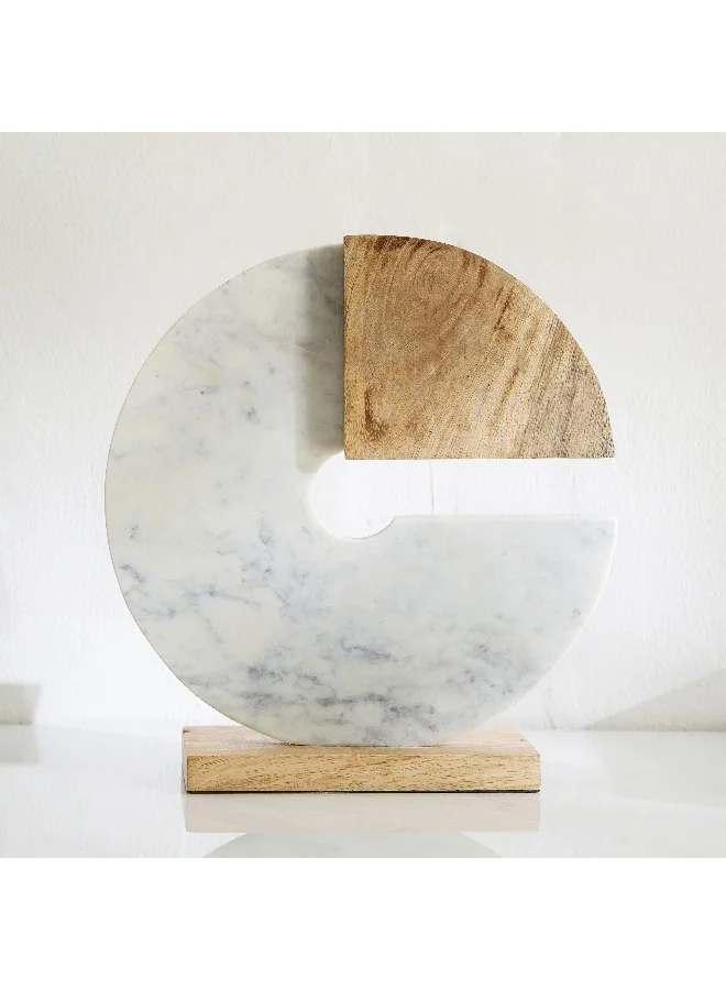 هوم بوكس زخرفة طاولة بليك خشب ورخام بقاعدة رخامية - ٢٣٧.٥٢٥ سم