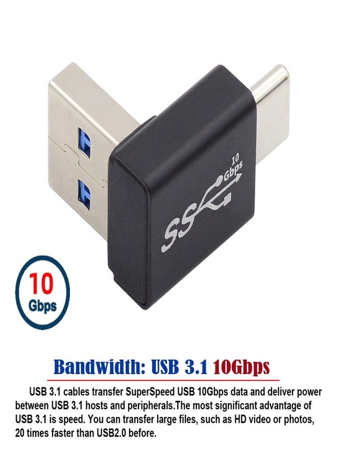 NFHK Up Angled USB3.0 Type A Male to USB 3.1 Type C Male Data 10Gbps Charge Adapter 90 Degree for Laptop Phone - Image 5