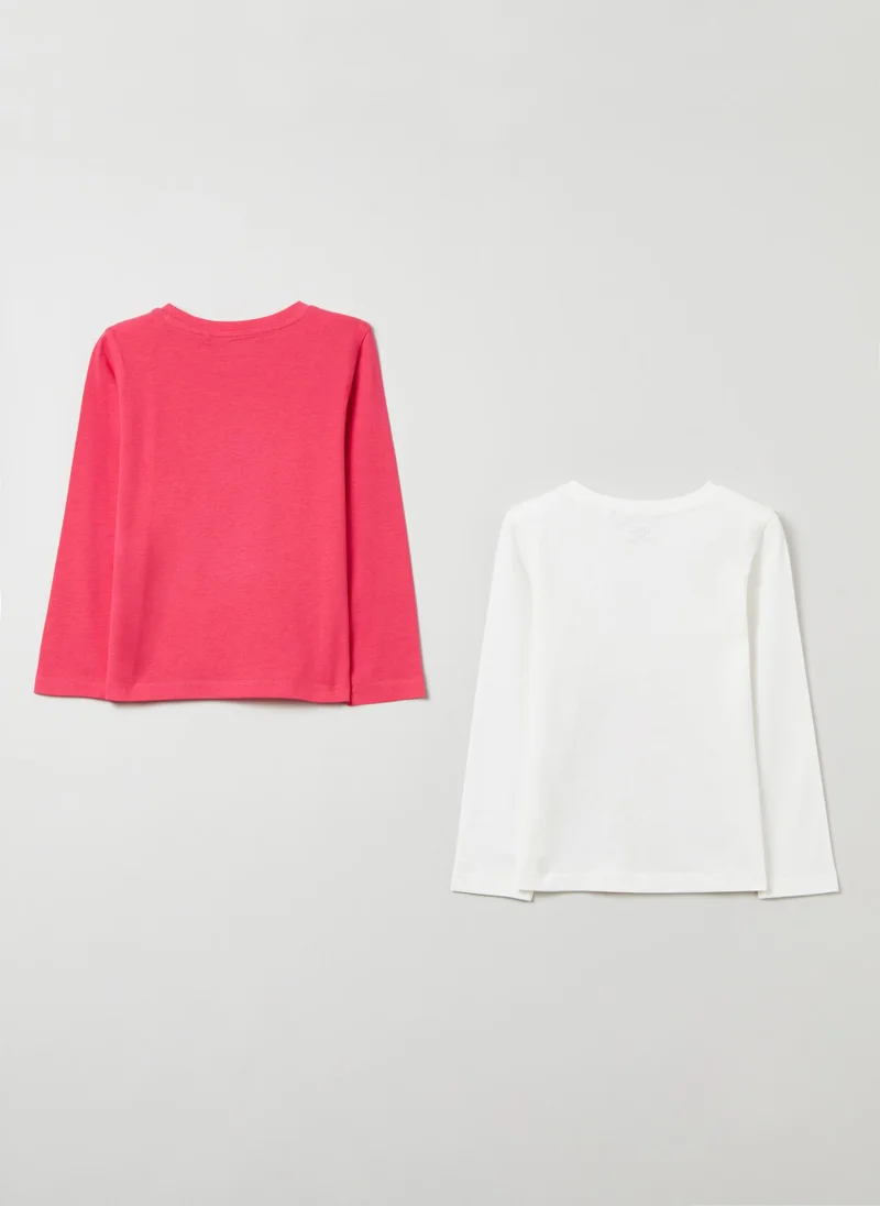 او في اس Two-pack T-shirts with long sleeves