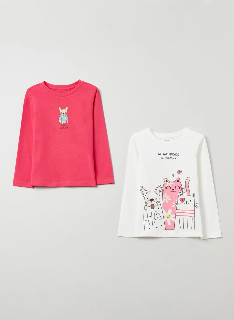 او في اس Two-pack T-shirts with long sleeves