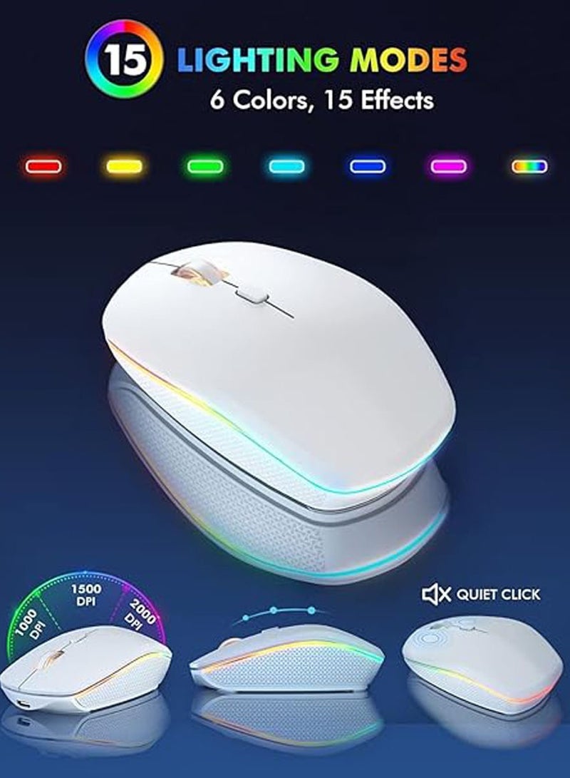 Backlit 2.4G Wireless Keyboard and Mouse Combo Rechargeable for Office Home, USB ChargingFull Size Ergonomic Tilt Angle Keyboard with Mouse for Mac OS, for Windows