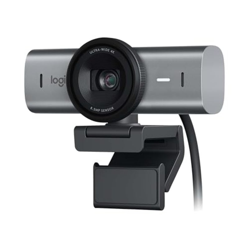 كاميرا ويب MX Brio Ultra HD 4K للتعاون والبث، هيكل أسود من الألومنيوم، وضوح 1080 بكسل/60 إطارًا في الثانية، ميكروفونات مزدوجة لإلغاء الضوضاء، اتصال USB-C، غطاء خصوصية مدمج - Image 1