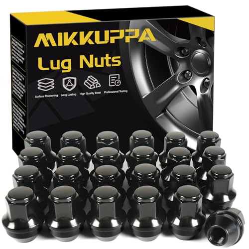 MIKKUPPA 24pcs M14x1.5 One-Piece Black OEM Factory Style Large Acorn Seat Lug Nuts Replacement for 2015-2023 Ford F-150 F150 Expedition Lincoln Navigator Factory Wheels - Image 1