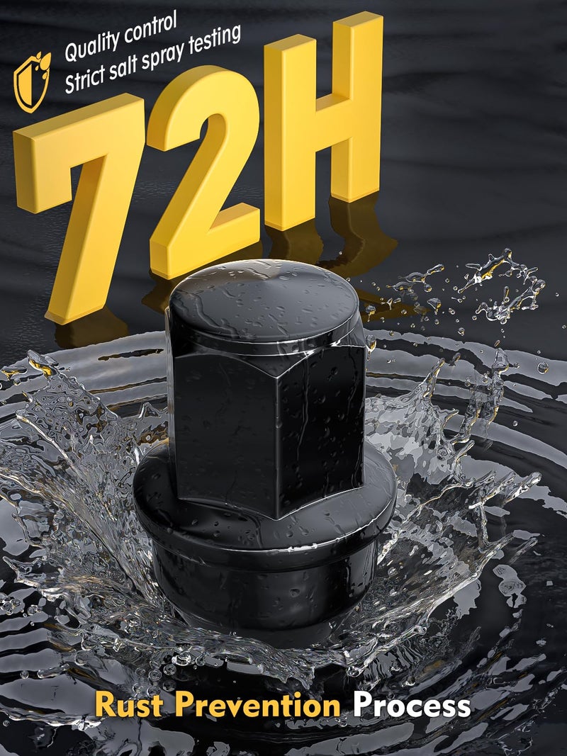 MIKKUPPA 24pcs M14x1.5 One-Piece Black OEM Factory Style Large Acorn Seat Lug Nuts Replacement for 2015-2023 Ford F-150 F150 Expedition Lincoln Navigator Factory Wheels - Image 3