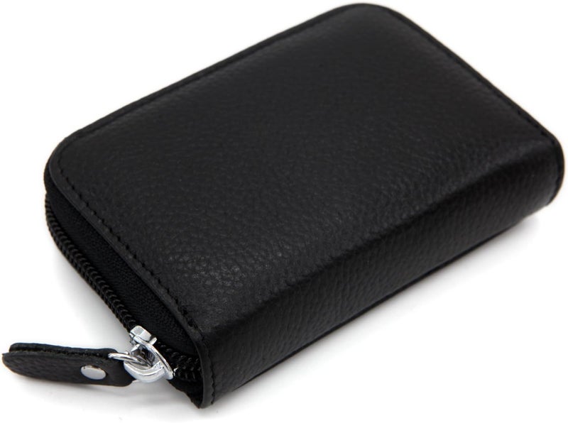 ZHOMA RFID Blocking Genuine Leather Credit Card Case Holder Security Travel Wallet - Black - Image 4