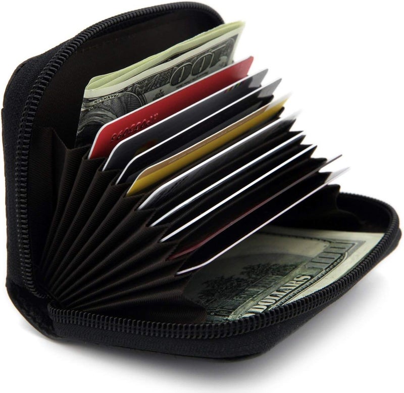 ZHOMA RFID Blocking Genuine Leather Credit Card Case Holder Security Travel Wallet - Black - Image 2
