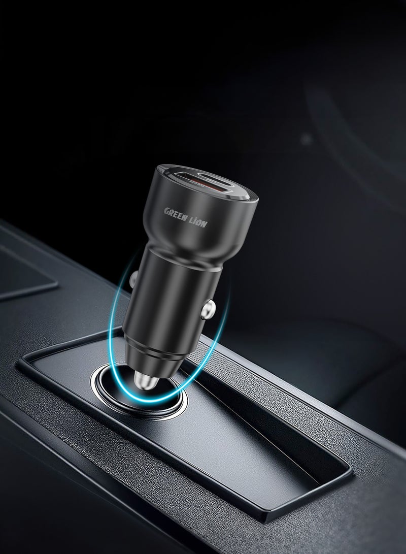GREEN LION RoadVolt Car Charger PD30W + QC30W With Total Output 60W Max, USB C to L 1m Cable / Charging Protection / Made for Phones (iPhone, Samsung, Xiaomi) and Tablets - Black - Image 3