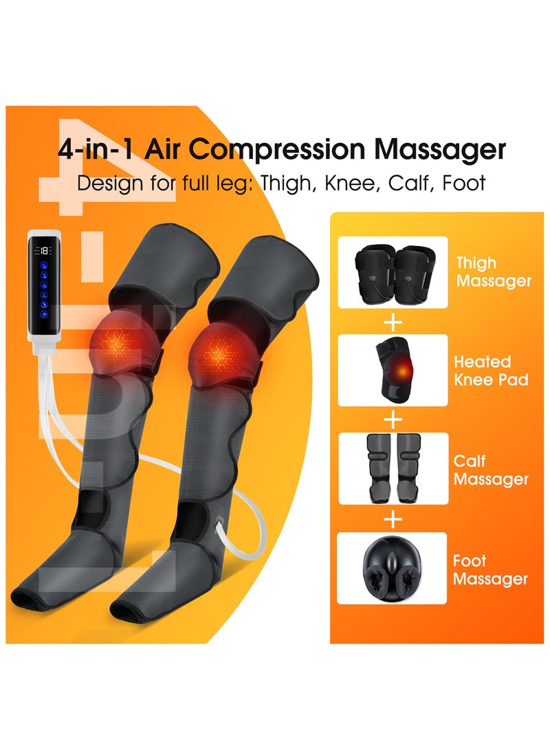 ASIV Leg Massager, Air Compression Thigh, Calf & Foot Massager for Circulation and Pain Relief, Muscles Relaxation, 3 Vibration, 2 Heat Levels, 6 Modes 3 Intensities - Image 2