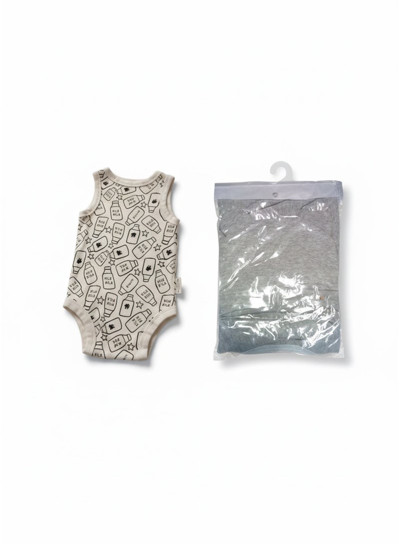 طقم بطانية أطفال برسومات لطيفة - قطن ناعم، مريح للمواليد الجدد، طقم من 3 قطع، وطقم سترة رمادية للأطفال - قطن ناعم، مريح للمواليد الجدد، طقم من قطعة واحدة. - Image 5