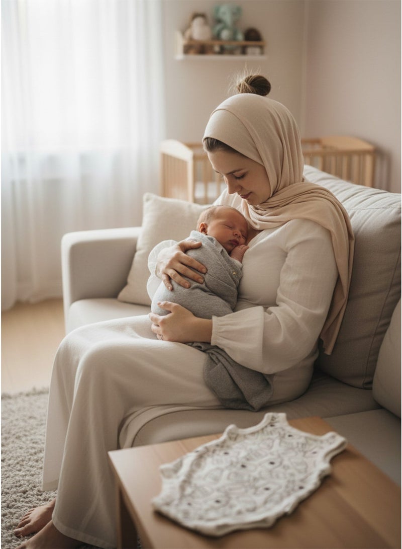 طقم بطانية أطفال برسومات لطيفة - قطن ناعم، مريح للمواليد الجدد، طقم من 3 قطع، وطقم سترة رمادية للأطفال - قطن ناعم، مريح للمواليد الجدد، طقم من قطعة واحدة. - Image 4