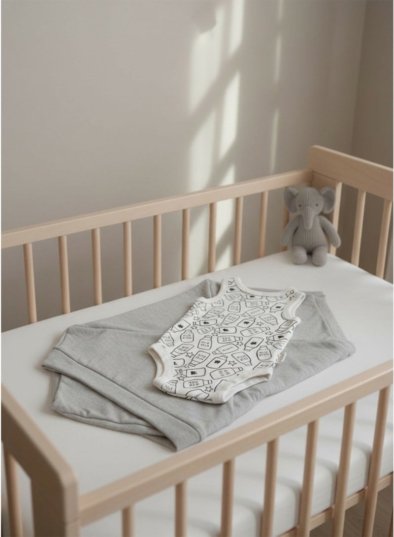 طقم بطانية أطفال برسومات لطيفة - قطن ناعم، مريح للمواليد الجدد، طقم من 3 قطع، وطقم سترة رمادية للأطفال - قطن ناعم، مريح للمواليد الجدد، طقم من قطعة واحدة. - Image 3