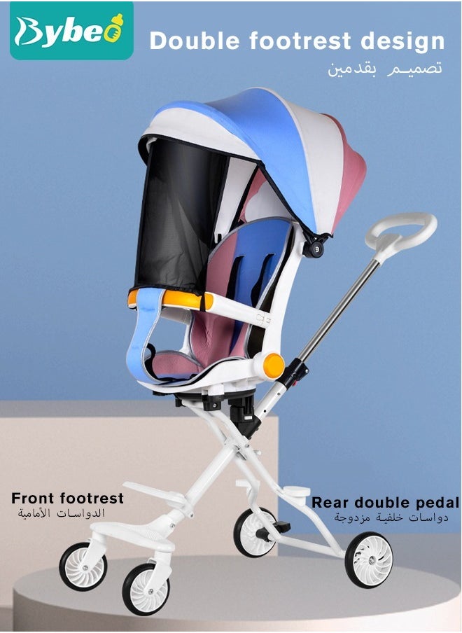Bybeo Baby Lightweight Strollers for Toddlers Kids, 2-in-1 Infant Portable Travel Stroller With Compact Design, Sun Canopy, Adjustable Handles, 5 Point Safety Harness and More  - Image 5