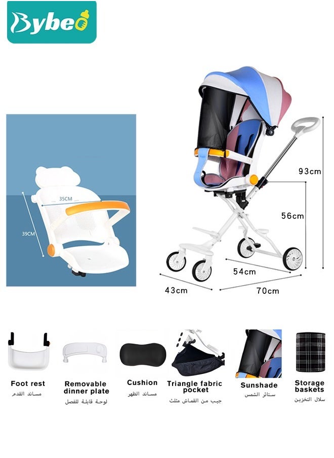 Bybeo - Baby Lightweight Strollers for Toddlers Kids, 2-in-1 Infant Portable Travel Stroller With Compact Design, Sun Canopy, Adjustable Handles, 5 Point Safety Harness and More - Image 1