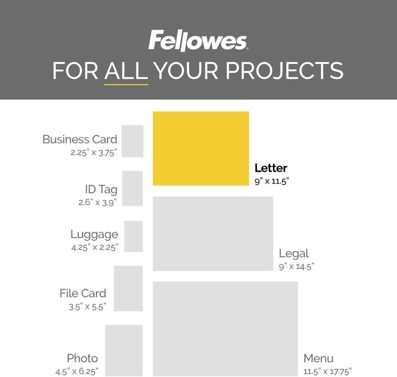 Fellowes أوراق الترقق الحراري، أكياس بحجم رسالة 3mil، 9 × 11.5، 200 عبوة، شفافة (5743401) - Image 4